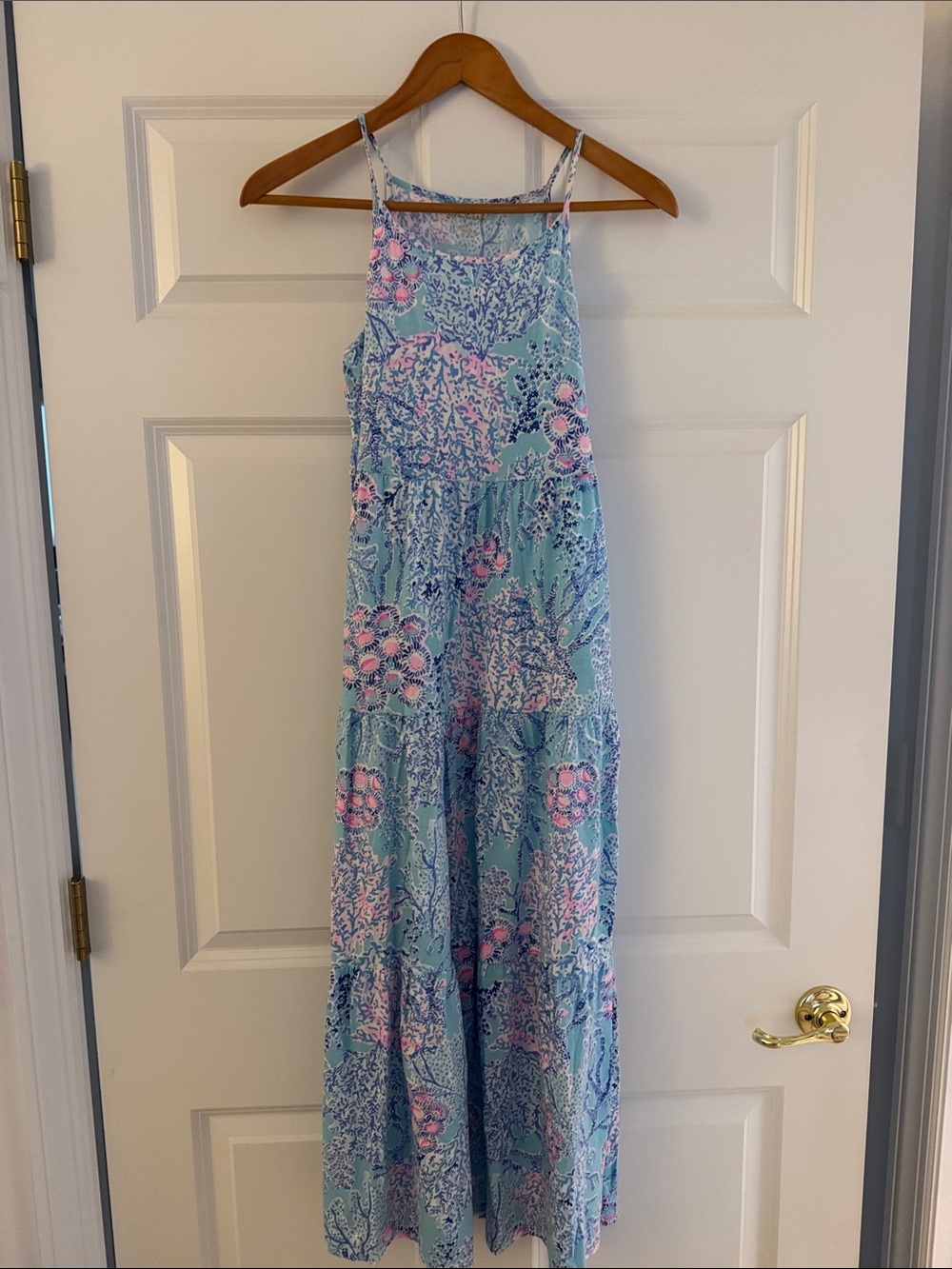Lilly Pulitzer Blue and Pink Floral Maxi Dress for Kids